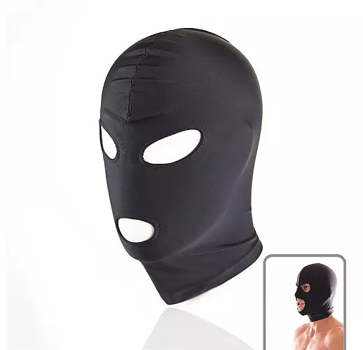 Эластичная чёрная маска-шлем Notabu BDSM "Helmet" с отверстиями для глаз и рта
