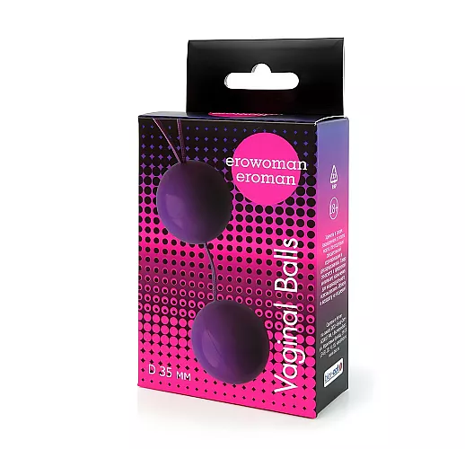 Фиолетовые гладкие вагинальные шарики Erowoman "Vaginal Balls" - 50 грамм, ⌀ 3,5 см.