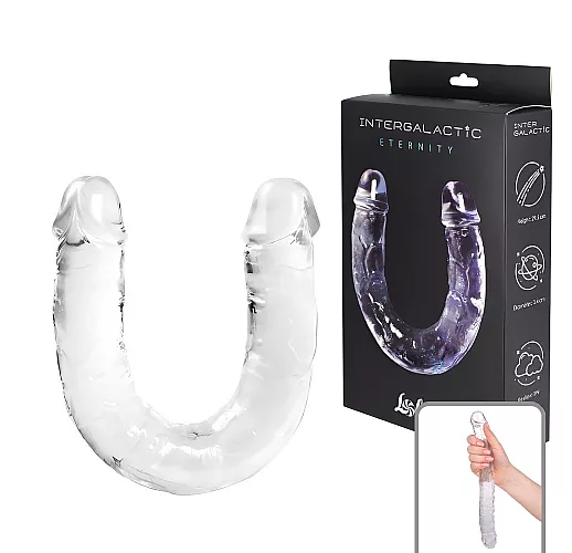Прозрачный двусторонний фаллоимитатор Intergalactic "Eternity" - 29,5 см.