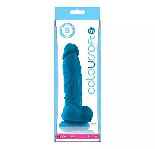 Голубой фаллоимитатор на присоске ColourSoft 5" Soft Dildo - 17,8 см.