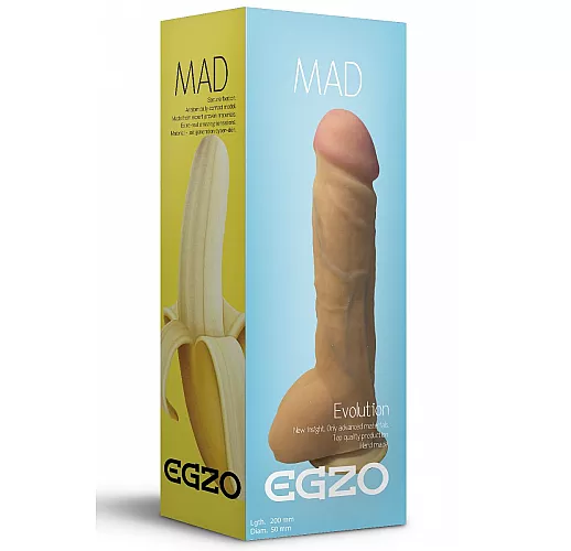 Большой реалистичный фаллоимитатор Mad Banana с мошонкой - 23,5 см.