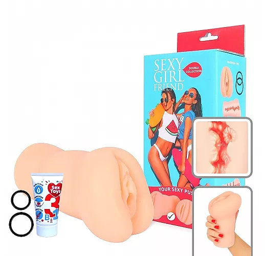Большой телесный мастурбатор-вагина "Sexy Girl Friend" с внутренним рельефом и к-т эрекционных колец
