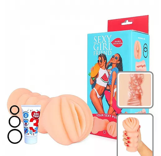 Большой телесный мастурбатор-вагина "Sexy Girl Friend" с рельефным тоннелем и к-т эрекционных колец