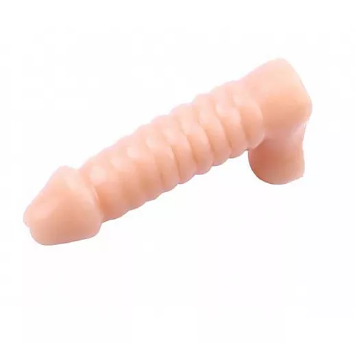 Телесный фаллоимитатор с рёбрышками Spread Me №07 - 16,5 см.
