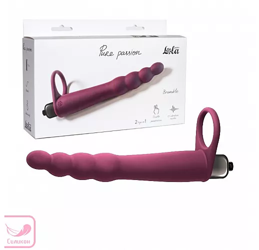 Силиконовый страпон Bramble Vinous для двойного проникновения, с 10 режимами вибрации - 16,5 см.
