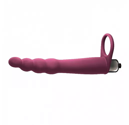 Силиконовый страпон Bramble Vinous для двойного проникновения, с 10 режимами вибрации - 16,5 см.