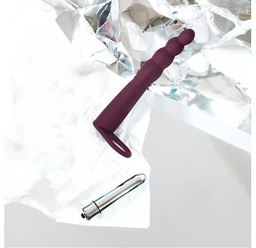 Силиконовый страпон Bramble Vinous для двойного проникновения, с 10 режимами вибрации - 16,5 см.