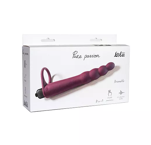 Силиконовый страпон Bramble Vinous для двойного проникновения, с 10 режимами вибрации - 16,5 см.