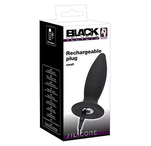 Чёрная перезаряжаемая анальная пробка Black Velvets Recharge Plug S - 11 см.