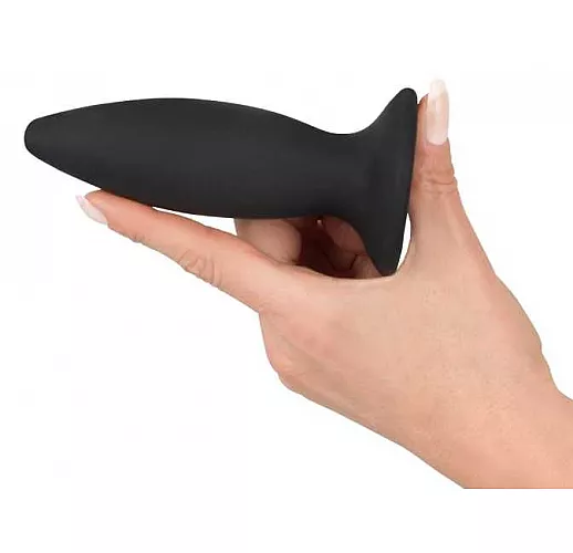 Чёрная перезаряжаемая анальная пробка Black Velvets Recharge Plug M - 12,5 см.