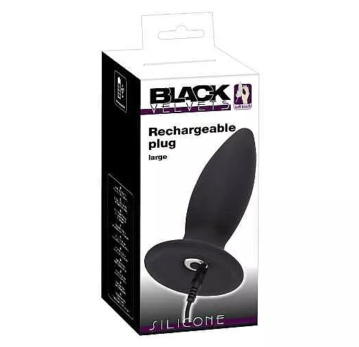 Чёрная перезаряжаемая анальная пробка Black Velvets Recharge Plug L - 14,7 см.