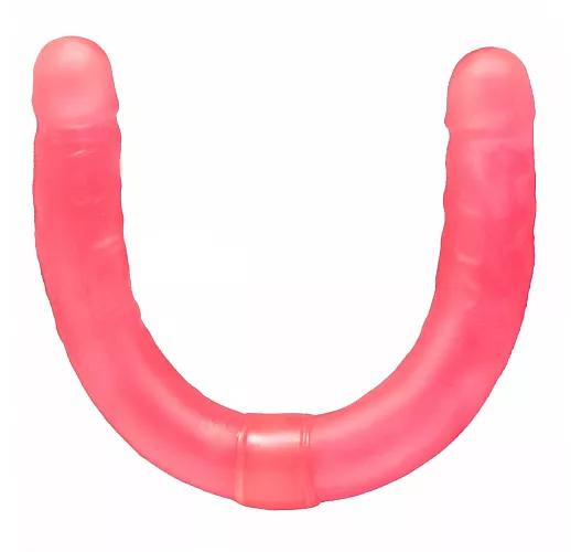 Розовый двусторонний гелевый фаллоимитатор - 44 см.
