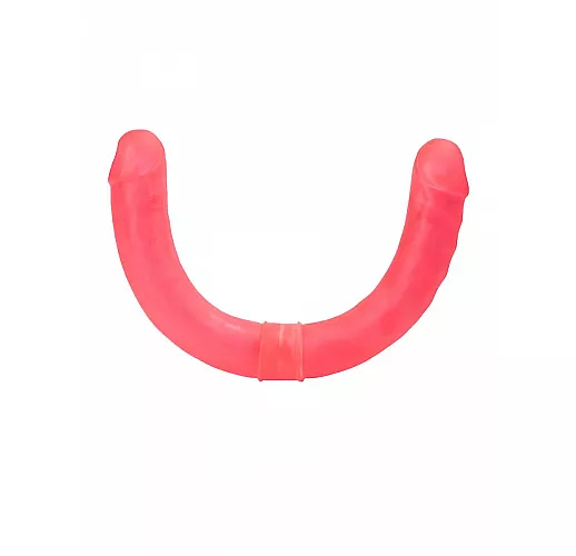 Розовый двусторонний гелевый фаллоимитатор - 44 см.