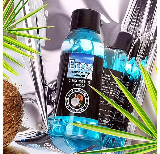 Массажное масло Eros Tropic с нежным, сладко-сливочным ароматом кокоса - 50 мл.