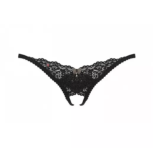 Ажурные контактные трусики-стринги L-XL черный