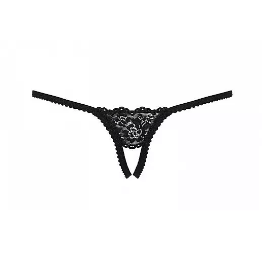 Ажурные контактные трусики-стринги L-XL черный