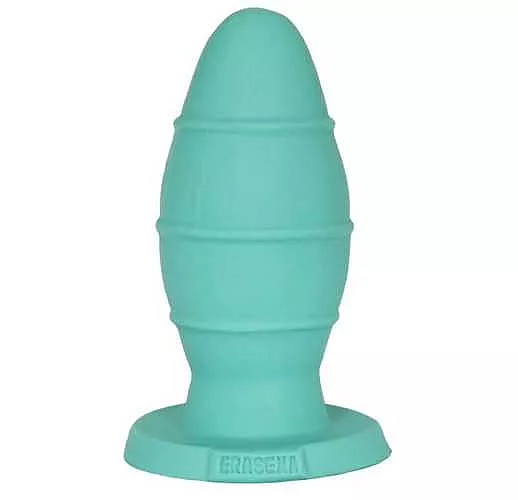 Анальная пробка XXL мятного цвета с тонкими рёбрышками - 22,5 см.