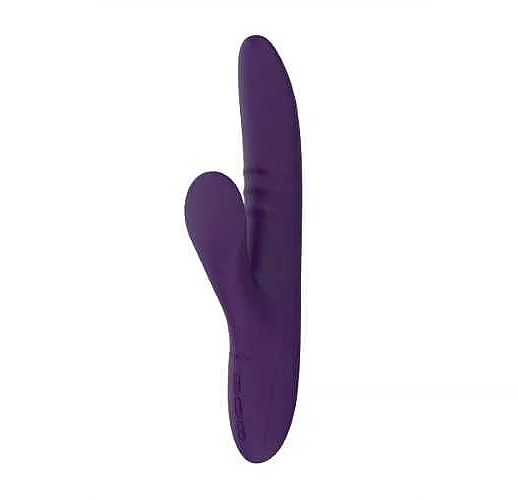 Фиолетовый вибратор с клиторальным стимулятором Nalone Peri - 23,3 см.