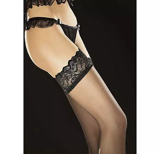 Сексуальные чулки с кружевным верхом RAVENIS 20 den 4 размер черный