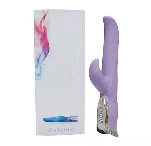 Сиреневый вибромассажер с ротацией Grandiose - 27 см.