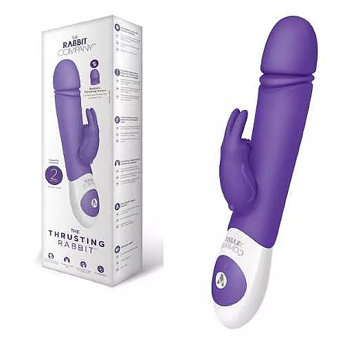 Фиолетовый вибратор с функцией толкания Thrusting Rabbit