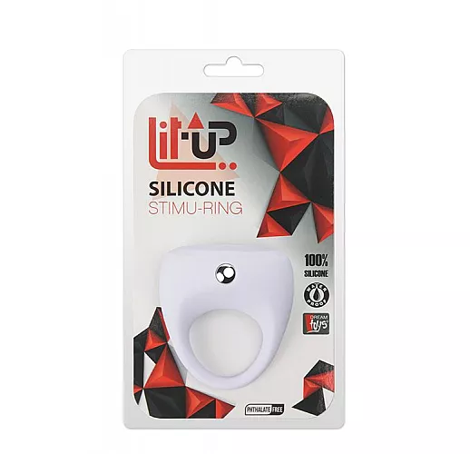 Белое эрекционное кольцо LIT-UP SILICONE STIMU RING 7