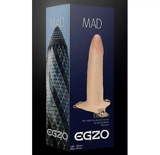 Полый фаллоимитатор MAD на регулируемых ремешках - 16 см.