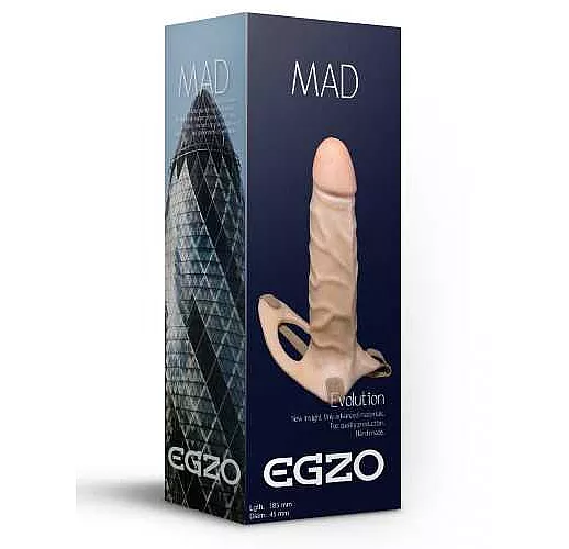 Полый фаллоимитатор MAD на регулируемых ремешках - 18,5 см.