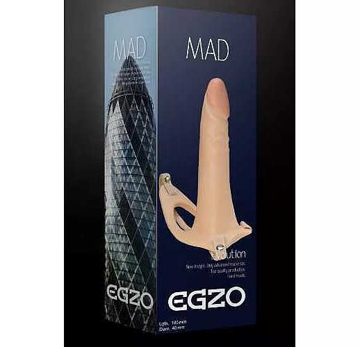 Телесный полый мужской страпон MAD - 18 см.