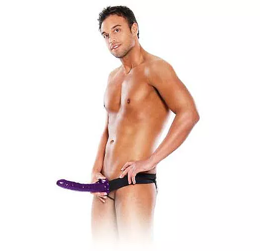 Мужской полый фиолетовый страпон 10" Purple Passion Hollow Strap-On - 24 см.