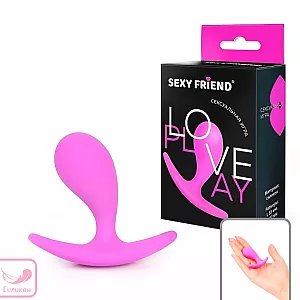 Розовая силиконовая анальная пробка Sexy Friend "Love Play" эргономичной формы - 5,5 см.