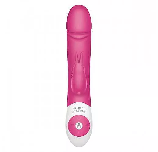Розовый вибратор с функцией толкания Thrusting Rabbit