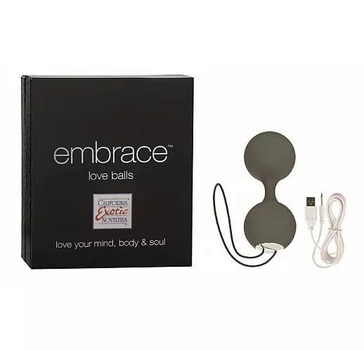 Вагинальные шарики Embrace серого цвета с вибрацией