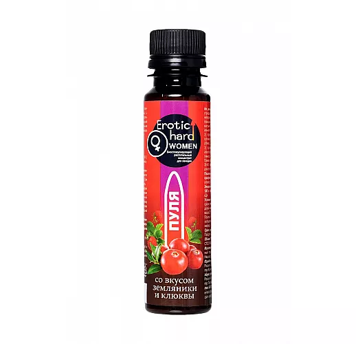 Биостимулирующий концентрат для женщин Erotic hard "Пуля" со вкусом земляники и клюквы - 100 мл.