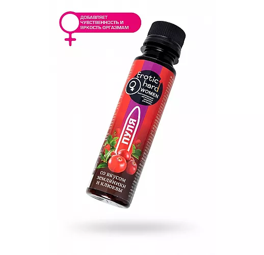 Биостимулирующий концентрат для женщин Erotic hard "Пуля" со вкусом земляники и клюквы - 100 мл.