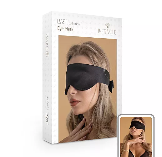 Лаконичная цельноатласная маска чёрного цвета Le Frivole "Base" для практик шибари
