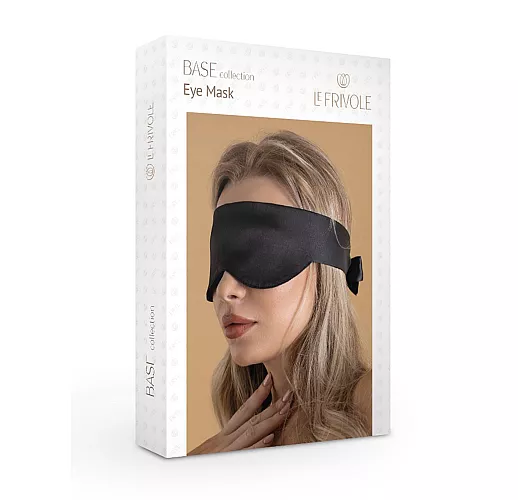 Лаконичная цельноатласная маска чёрного цвета Le Frivole "Base" для практик шибари