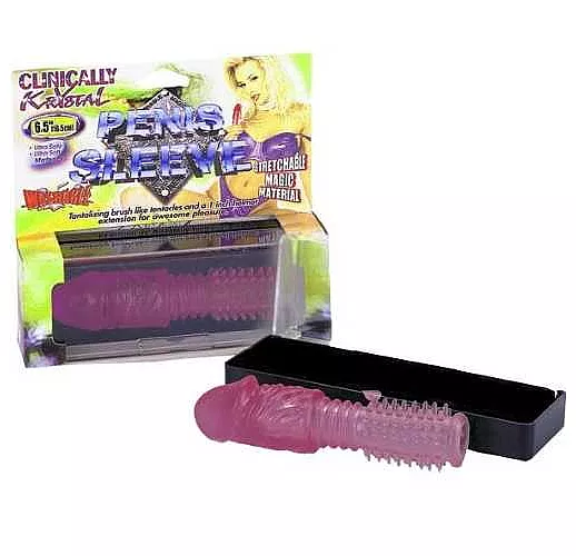 Закрытая розовая насадка-ёршик с рельефом - 16,5 см.