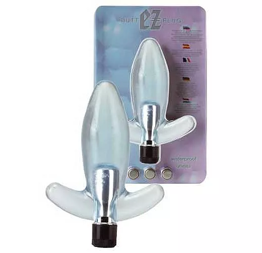 Анальная голубая пробка с вибратором