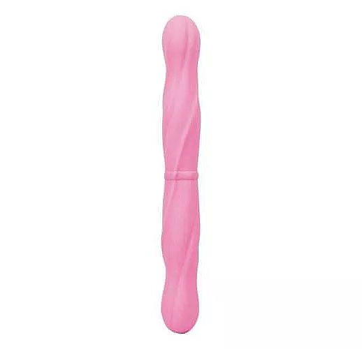 Изысканный двусторонний розовый стимулятор Vibe Therapy Discover - 33 см.