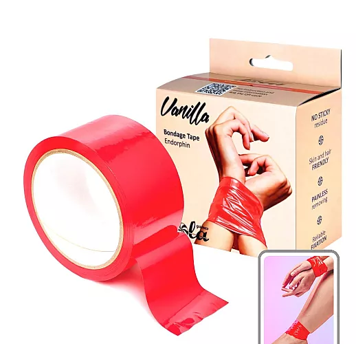 Красная бондажная лента Vanilla "Endorphin" «body скотч» для надежной фиксации - 20 метров