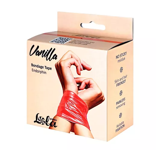 Красная бондажная лента Vanilla "Endorphin" «body скотч» для надежной фиксации - 20 метров