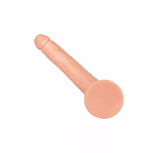 «Стоячий» телесный рельефный фаллоимитатор-реалистик из геля, на присоске - 19 см.