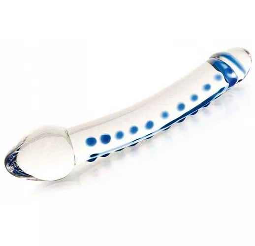 Двусторонний прозрачный фаллос из стекла - 19 см.