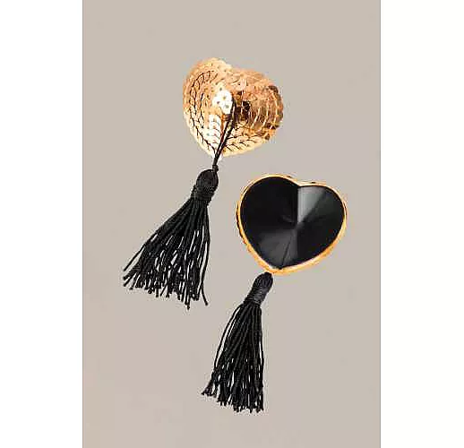 Золотистые пэстис Hearts With Tassels в форме сердец с кисточками