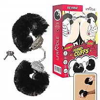 Шикарные наручники Le Frivole "Be Mine Fur" с пушистым мехом чёрного цвета