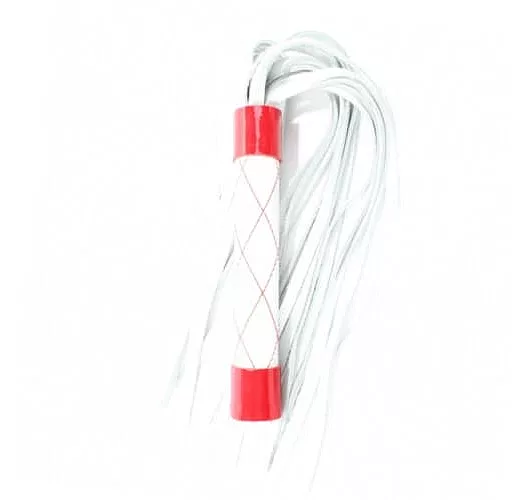 Белая плеть Arsenal Brill из натуральной кожи, декорированная прострочкой красными нитками - 45 см.