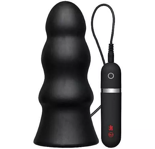 Анальная вибропробка Kink Vibrating Silicone Butt Plug Rippled 7.5  - 19 см.