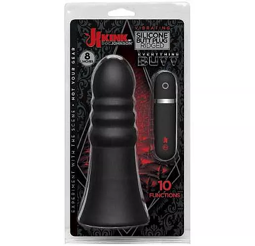 Анальная вибропробка Kink Vibrating Silicone Butt Plug Ridged 8  - 20,32 см.
