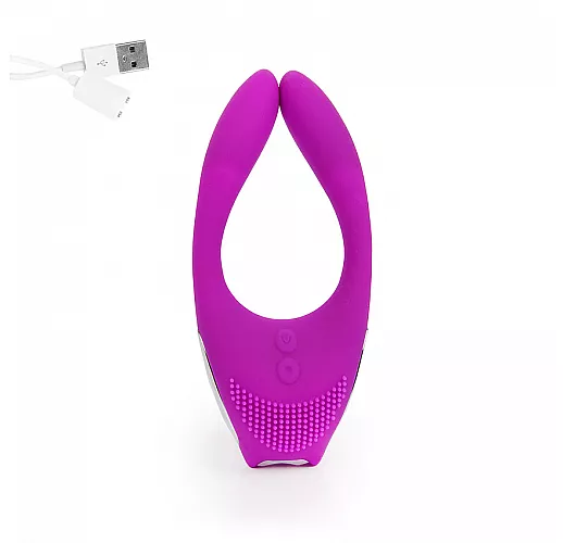 Фиолетовый вибромассажер и двумя лепестками для универсальной стимуляции